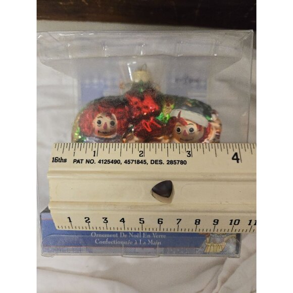 Kurt S Adler Glass Heart Shaped Ornament Raggedy Ann & Andy Handcrafted Boxed - Picture 5 of 5